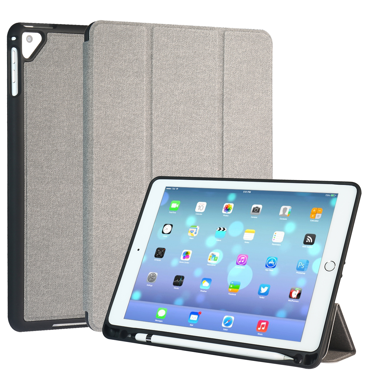 iPad ipad Mini 4/5 2019/2015 Case with Pencil Holder,Trifold Stand Smart Case with Soft TPU Back,Auto Wake/Sleep